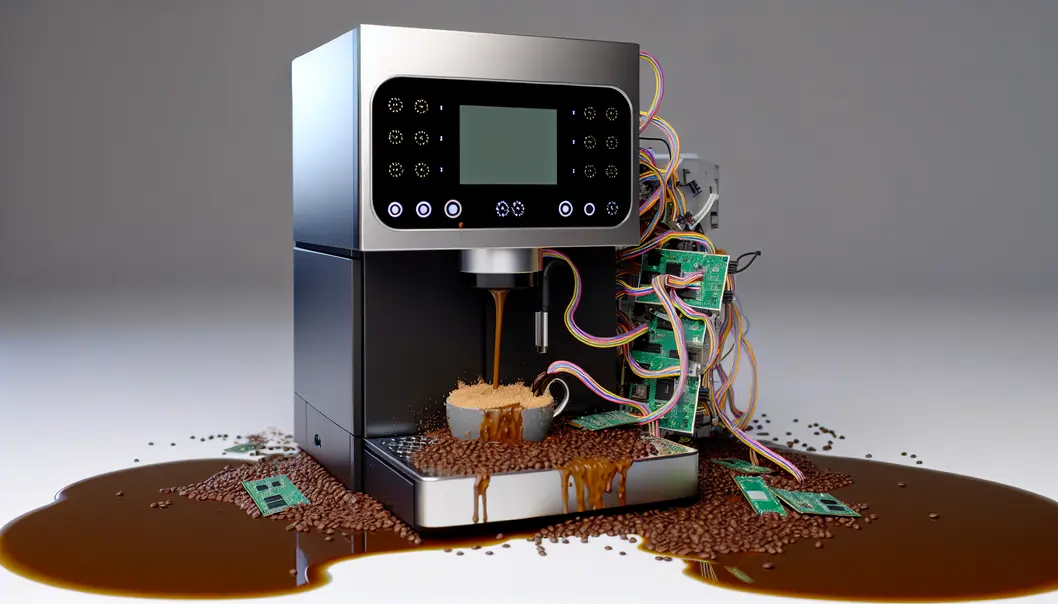 AI Coffee Machine Malfunction: When your digital barista gets too caffeinated.
