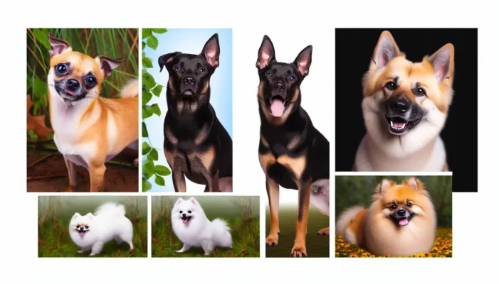 Collage of various American dog breeds, highlighting their unique charms and styles.