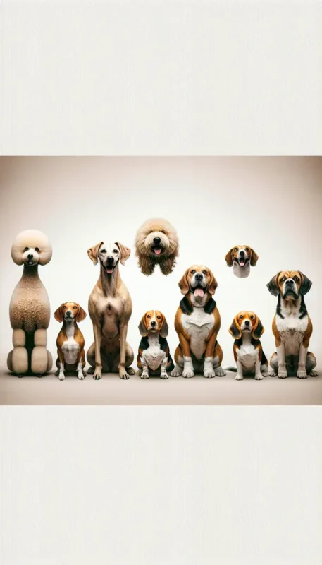 Various dog breeds lining up, displaying unique traits and personalities.