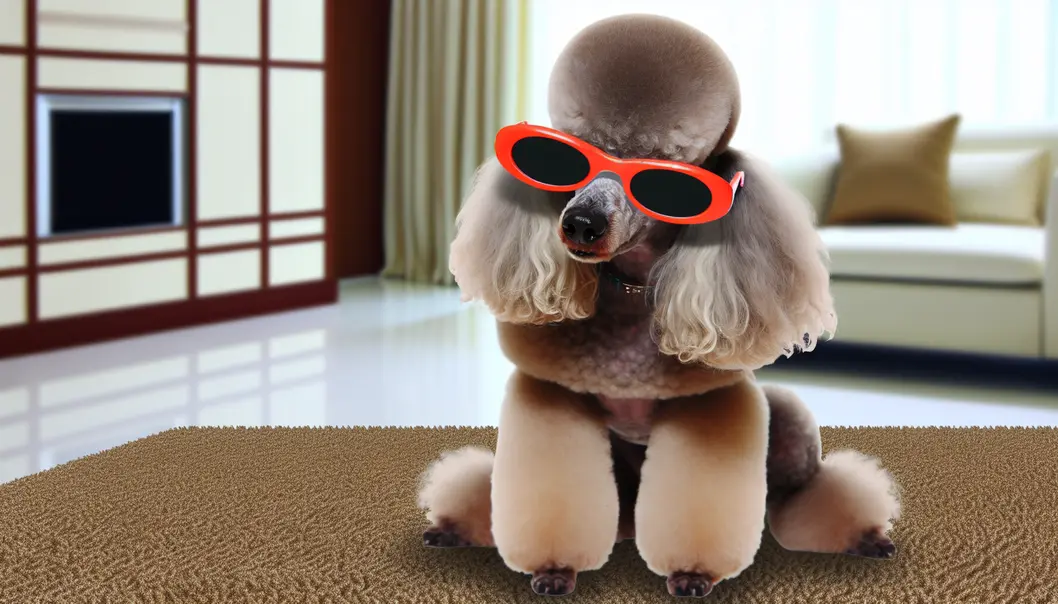 A Poodle exhibiting style and charm, flanked by luxury.
