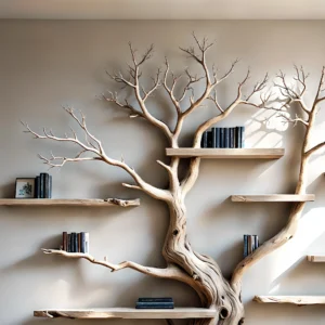 Old Tree Bookshelf – Solid Wood Decorative Bookcase for Home Decoration
