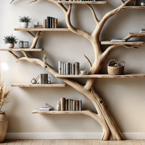 Wooden Tree Bookcase – Minimalist Decorative Shelf & Wall Book Storage