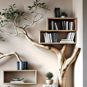 Corner Tree Bookshelf – Wooden Decorative Shelf for Home Decoration