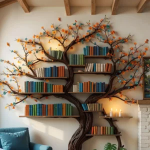 Custom Tree Bookcase – Handmade Wooden Bookcase for Nature-Inspired Homes